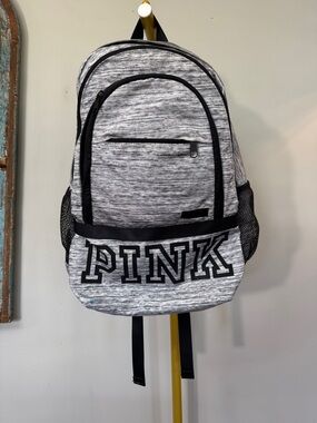 PINK Heather Gray Logo Backpack